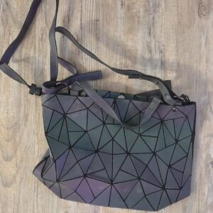 Chic Black and Purple Geometric Women's Shoulder Bag